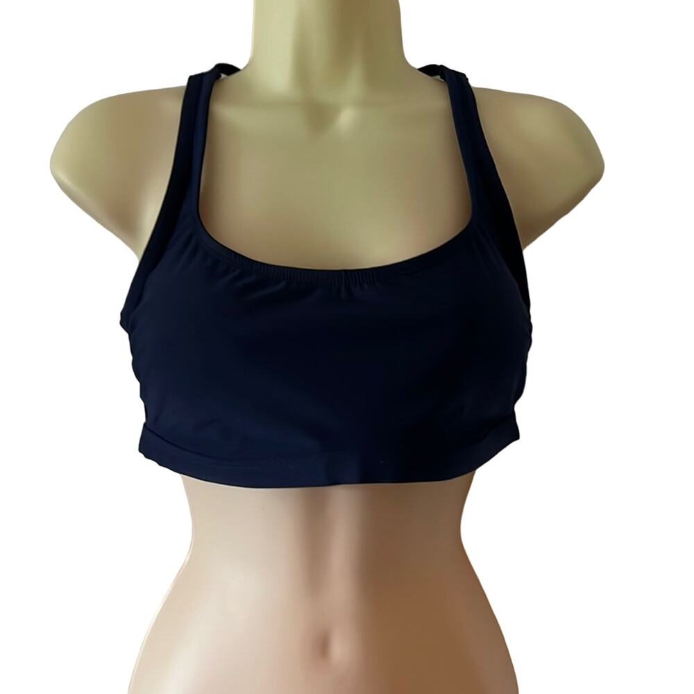 All in Motion Navy Blue Strappy Bikini Top woman Size Medium 8/10 Strappy NWT
